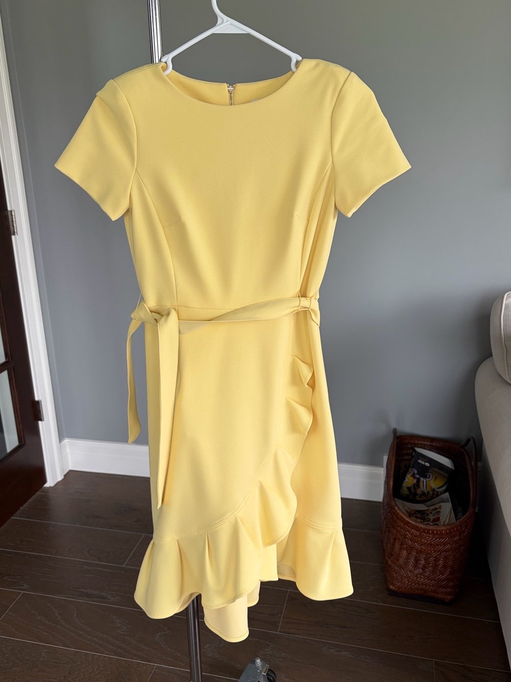 Calvin Klein Yellow Ruffle Wrap Dress - Picture 5 of 14